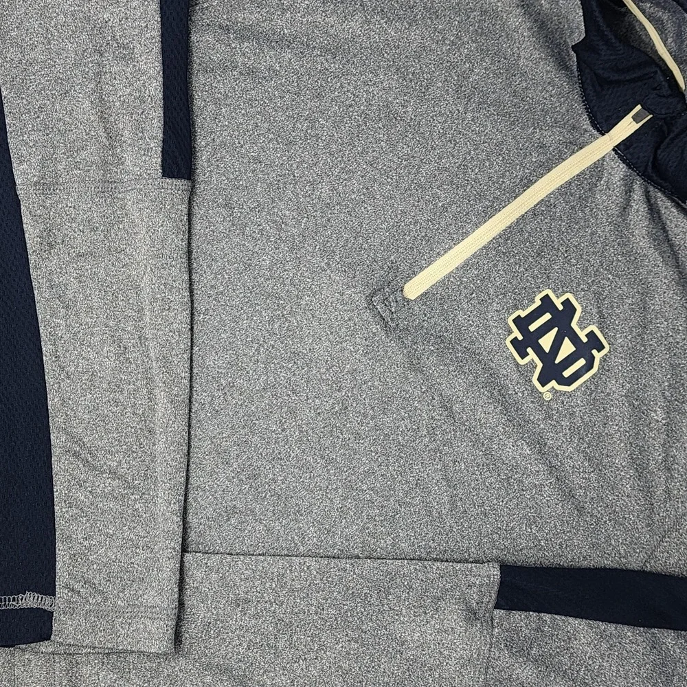 Notre Dame Fighting Irish 1/4 Zip Long Sleeve Shirt Men's Medium Gray Colosseum‎